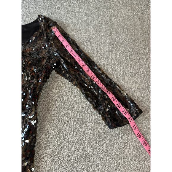 Sequin Fringe Mini Dress - Black and Brown - Picture 7 of 7